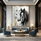 Two Horses Portrait Graceful Abstract Painting for Equestrian Enthusiasts GAB1499