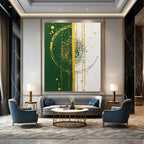 Green and Gold Splatter Bold Abstract Painting GAB0332
