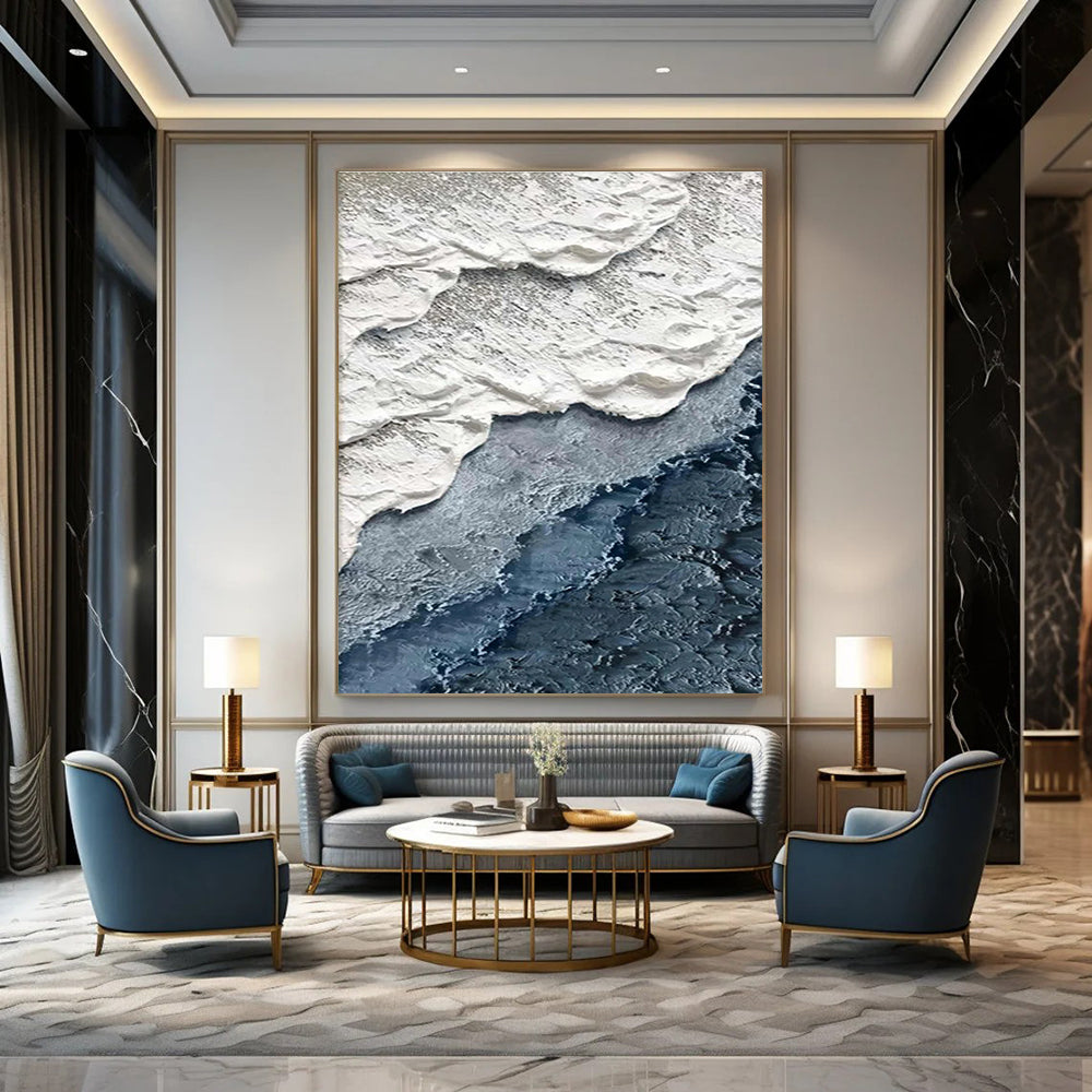 Textured Coastal Layers Abstract Painting for Minimalist Beach Homes HENG325