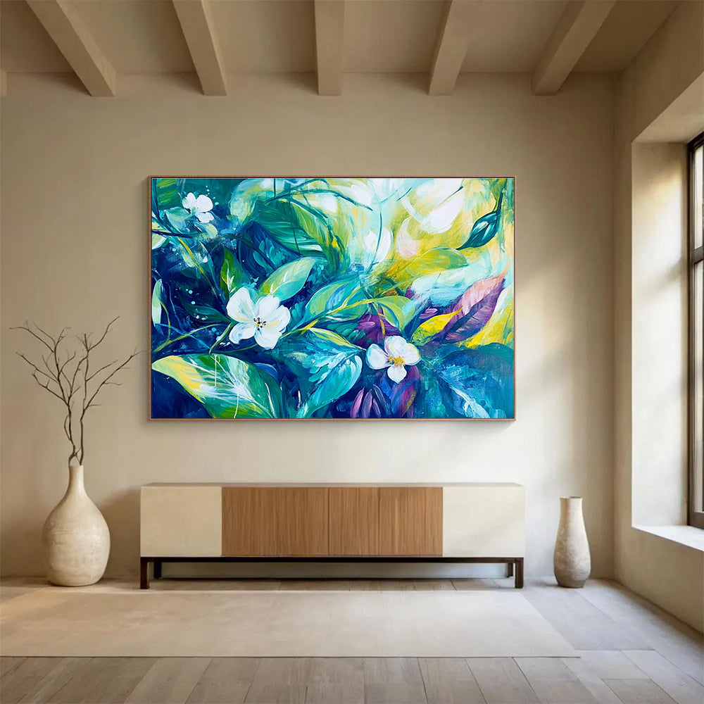 Turquoise Floral Abstract - Nature's Vibrant Whispers ABS023