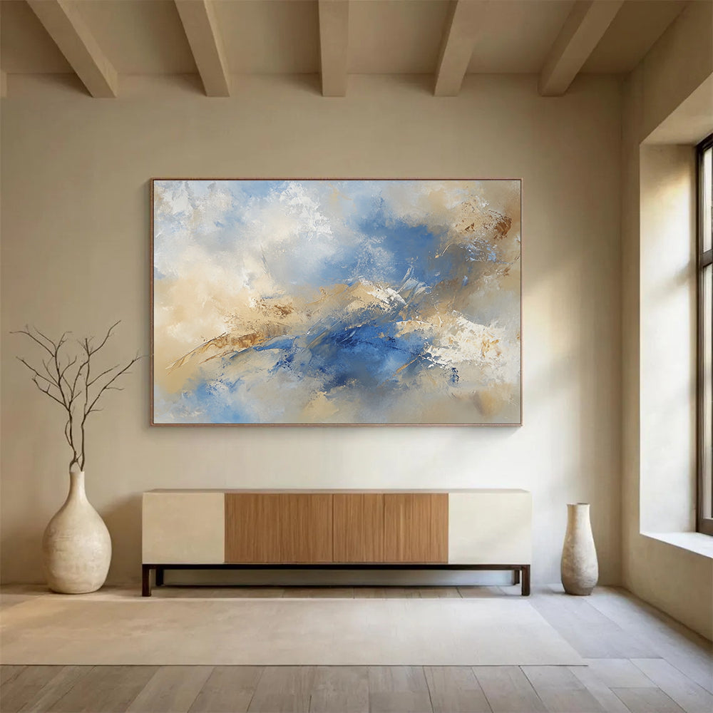Soft Blue - Beige Abstract Landscape - Inspired Painting ABS181