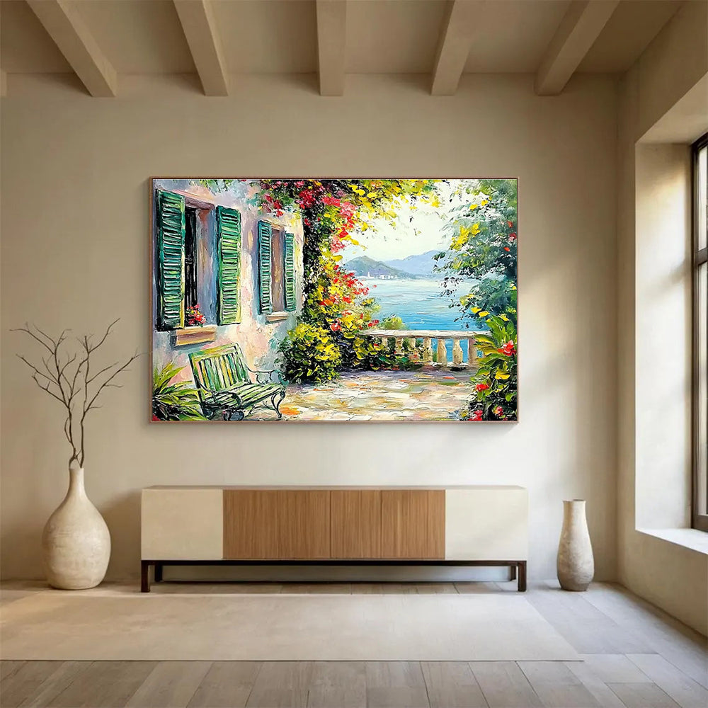 Coastal Villa Abstract Painting for Mediterranean - Style Resorts YHT415