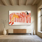 Figure on Striped Sofa in Red and White ABS089