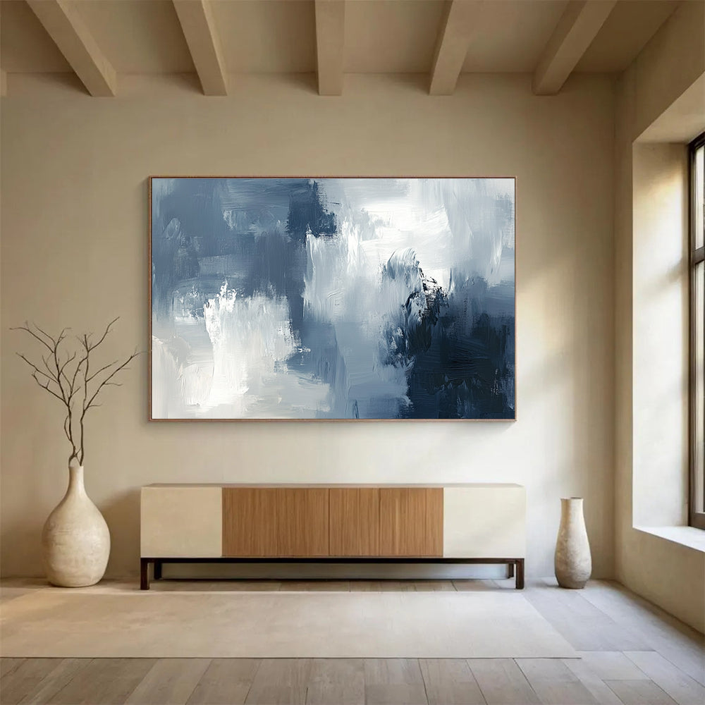 Moody Gray - Blue Abstract Painting ABS209