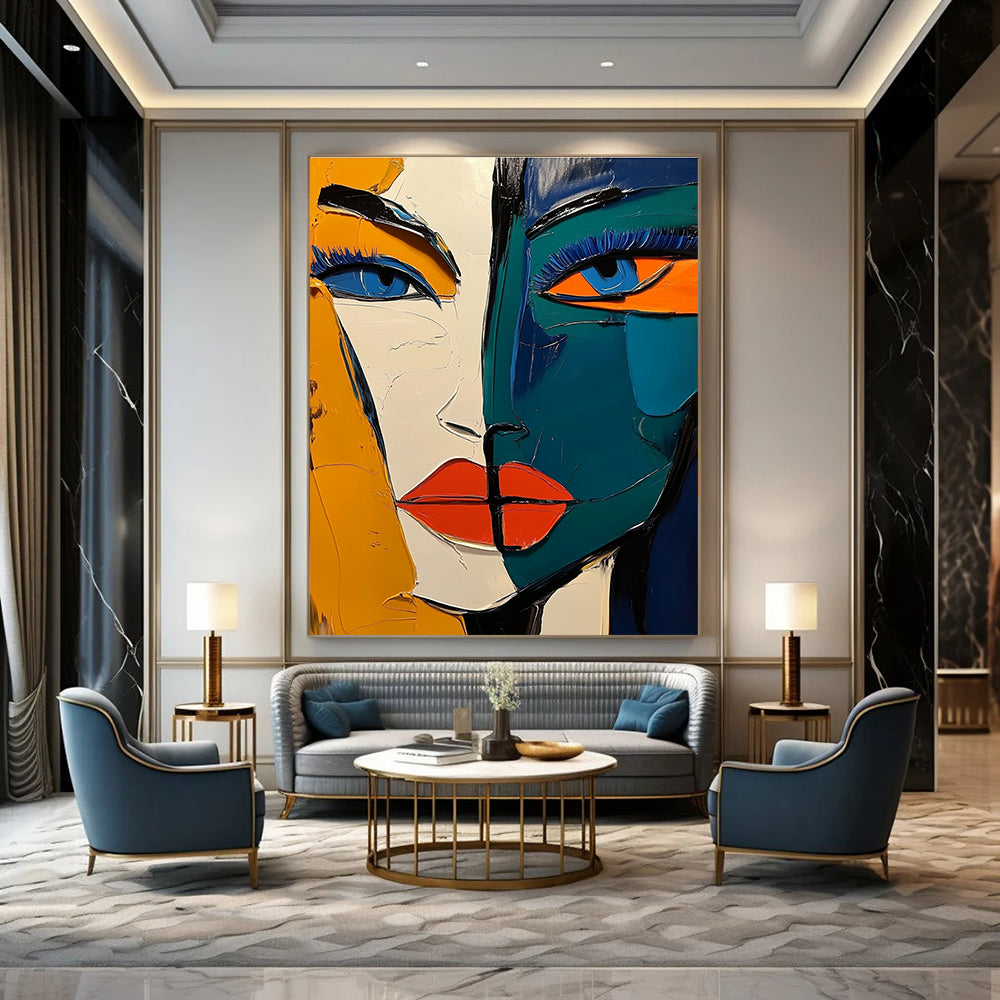 Colorful Cubist Portrait - Bold Figurative Abstract Art GAB0485