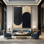 Black and Beige Oval Shapes Abstract Painting for Monochrome - Themed Spaces GAB1357