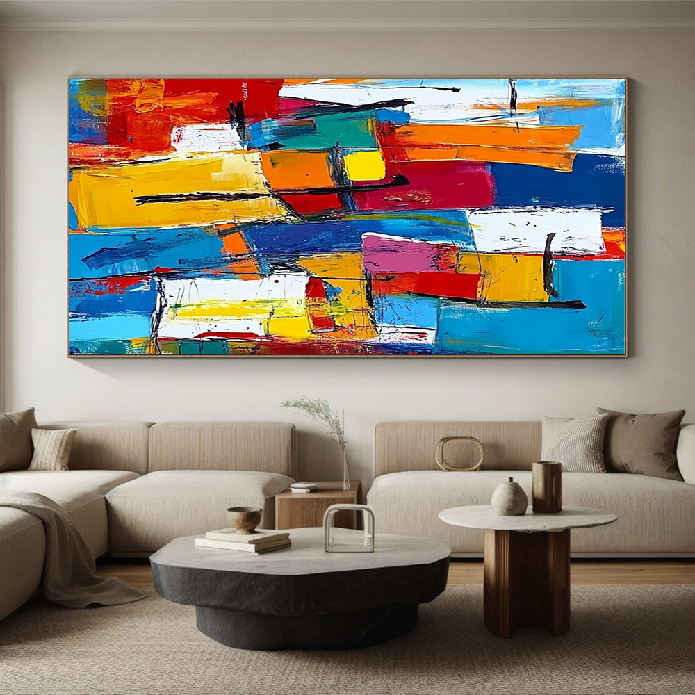 Colorful Geometric Abstract Painting with Vibrant Harmony WINK512