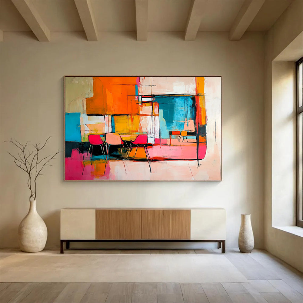Abstract Interior Scene Painting with Vibrant, Modern Spatial Energy ABS500