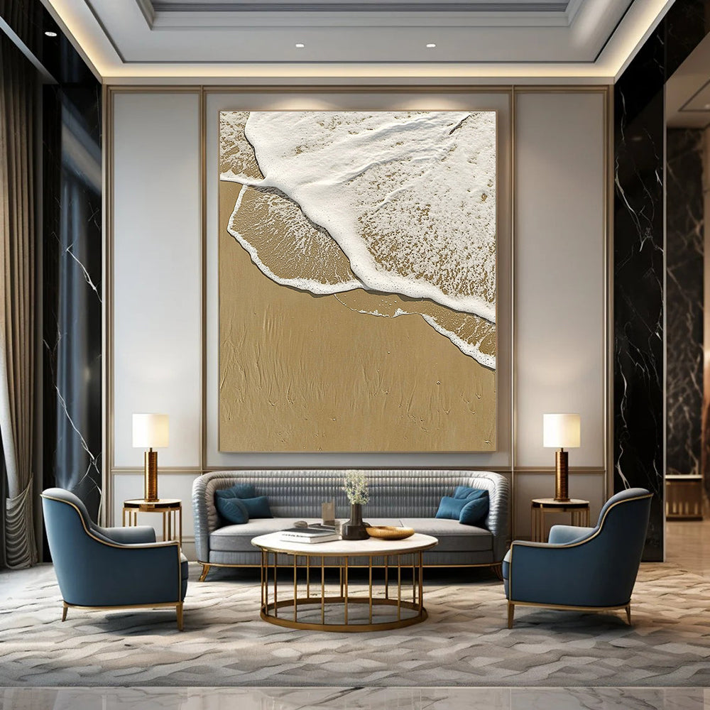 Beach Wave Foam Serene Coastal Abstract Painting GAB0310