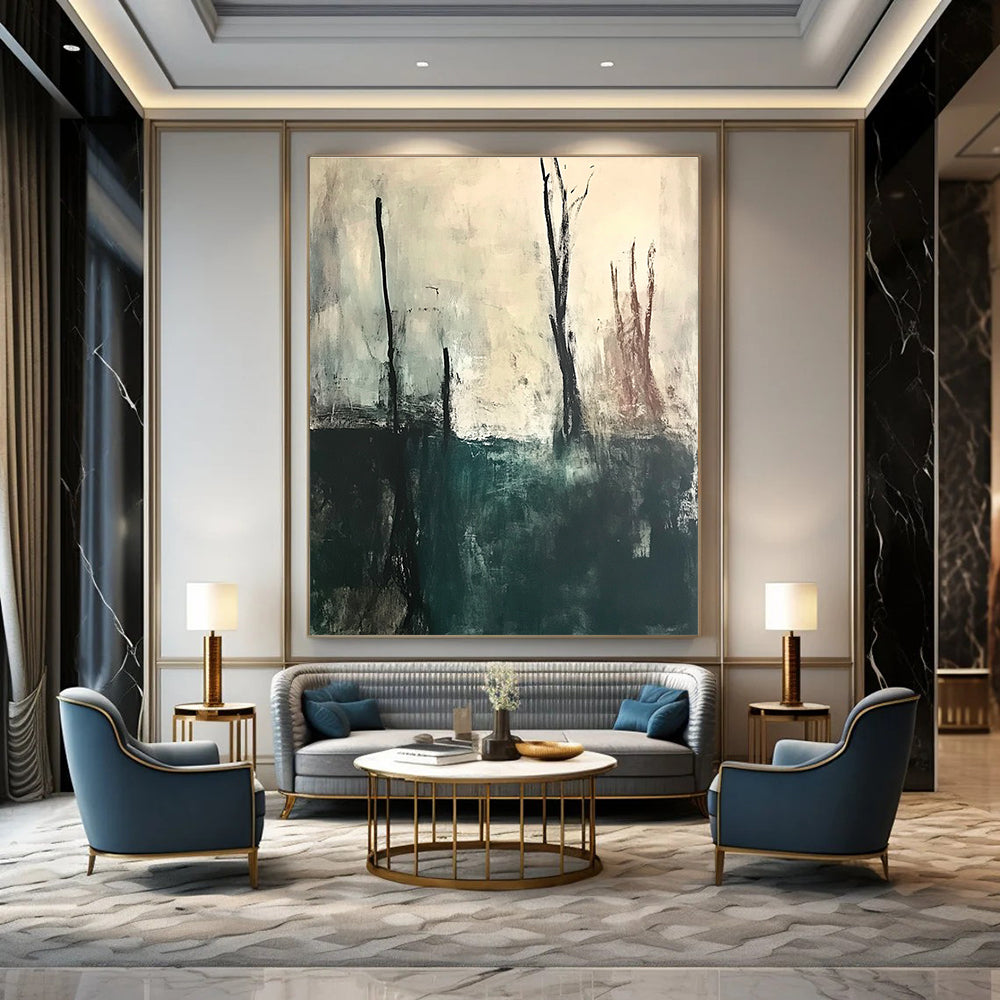 Dark Trees Abstract Painting for Mysterious Studies GAB0748