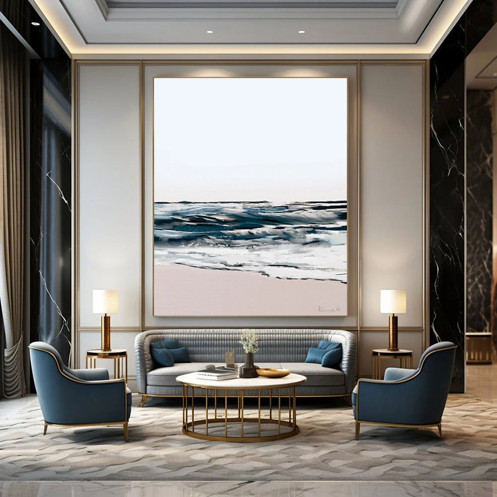 Abstract Coastal Scene Painting for Beachfront Home Living Rooms HENG208