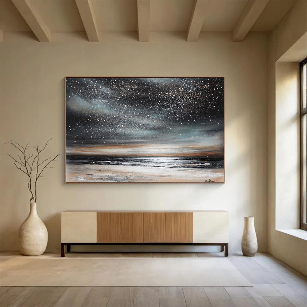 Star - Filled Night Sky Over Ocean  Enchanting Cosmos ABS120