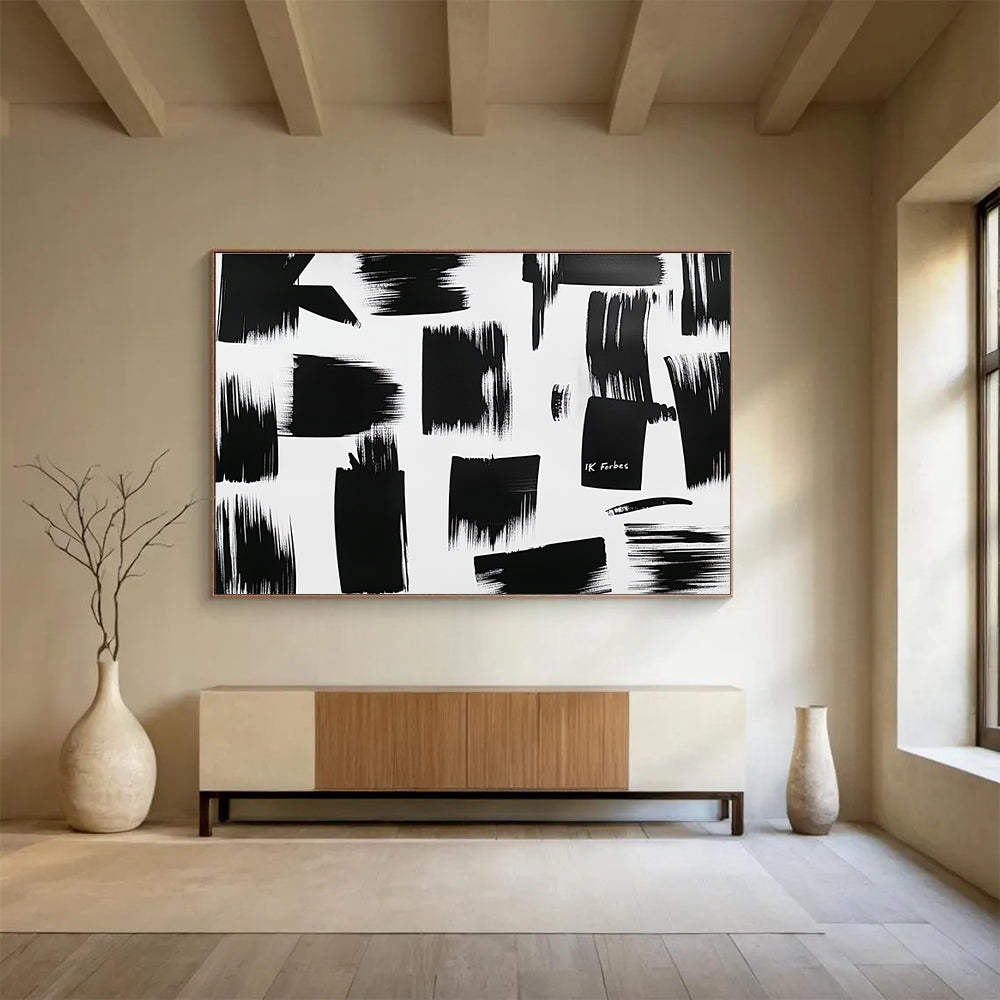 Black Brushstrokes on White  Bold Minimalism ABS061