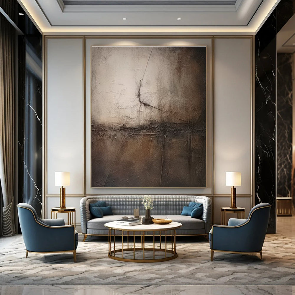 Dark Textured Abstract with Cracked Effect Abstract Painting for Art - Centric Studies HENG357