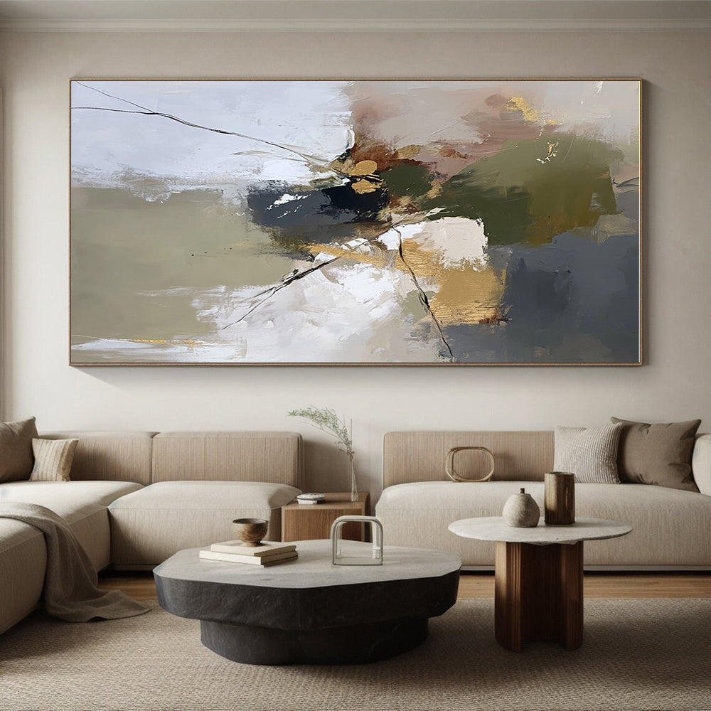 Green Gold Gray Abstract Painting with Natural Elegance WINK465