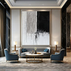 Black and White Drip Abstract Painting for Industrial - Styled Lofts GAB1025