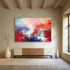 Red - Blue - White Abstract Painting for Bold Corporate Offices YHT388