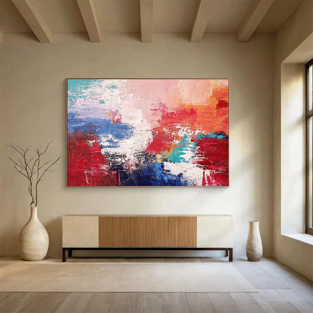 Red - Blue - White Abstract Painting for Bold Corporate Offices YHT388