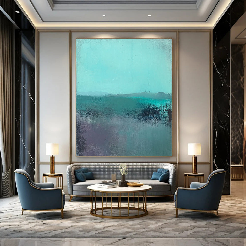 Turquoise Landscape Abstract Painting for Modern - Styled Living Rooms GAB1062