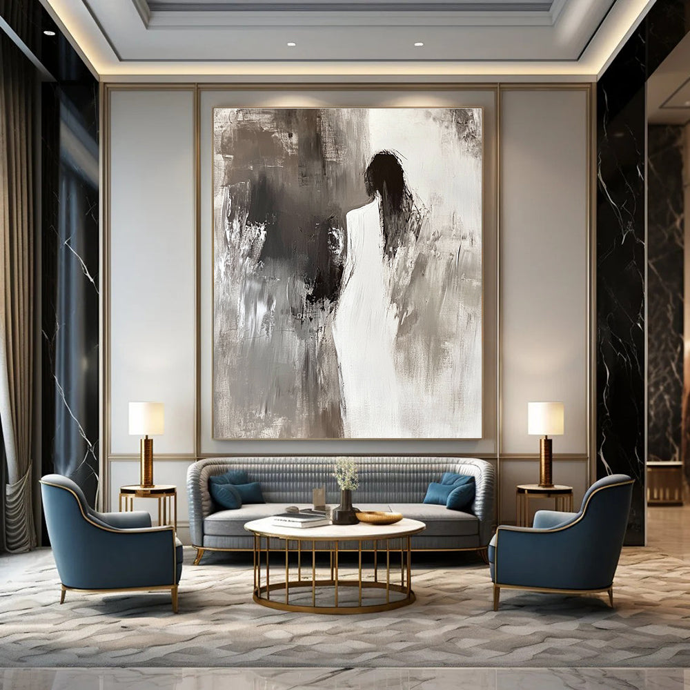 Silhouette in Gray Abstract Painting for Minimalist Studies GAB1105