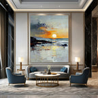 Sunset by the Sea Abstract Painting for Romantic - Themed Restaurants GAB1299