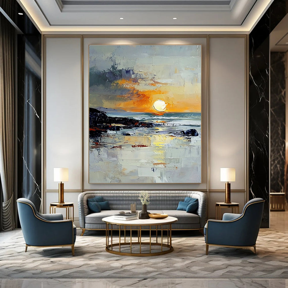 Sunset by the Sea Abstract Painting for Romantic - Themed Restaurants GAB1299