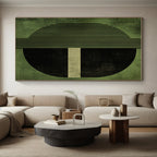 Geometric Green and Black Abstract Painting with Structured Elegance WINK151