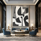Black and White Geometric Abstract Painting for Modern Art Studios GAB0789