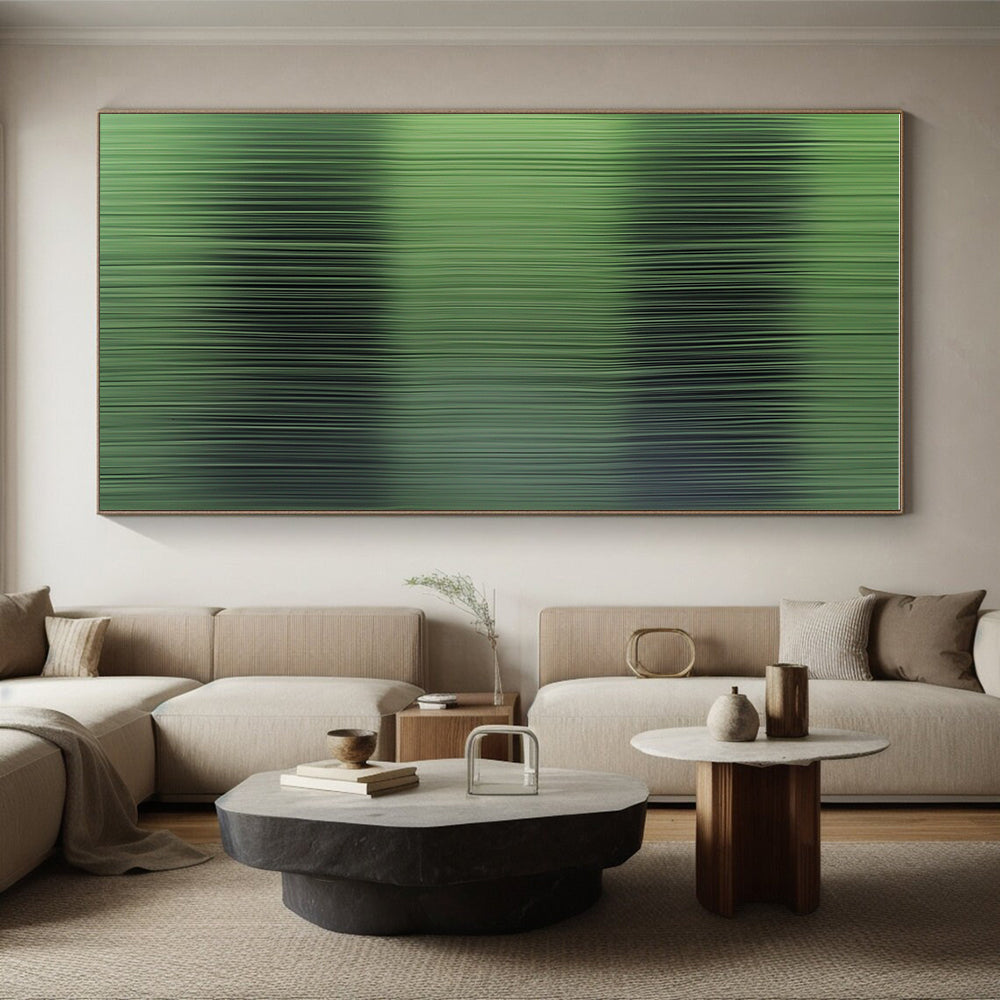 Green Striped Abstract Painting with Subtle Gradients WINK842