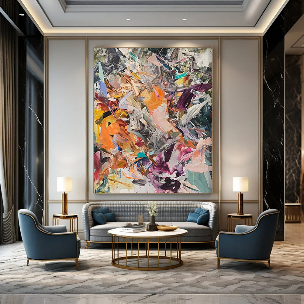 Dynamic Color Swirl Abstract Painting for Creative Agency Meeting Rooms HENG098