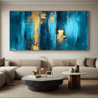 Deep Blue - Gold Abstract Layers Painting with Rich Depth WINK375
