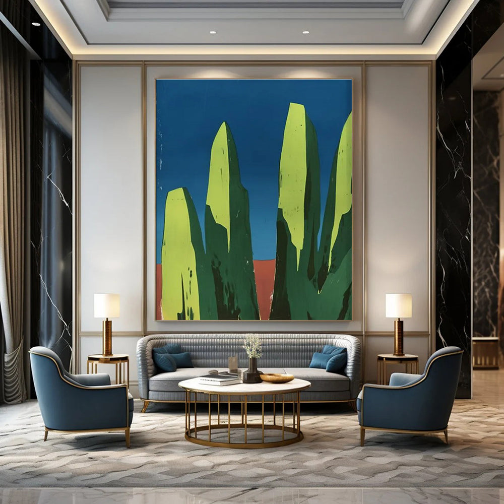Minimalist Green Rocks Abstract Painting for Modern Minimalist Offices HENG093
