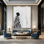 Striped Cloak Silhouette Abstract Painting of Urban Mystery GAB0216