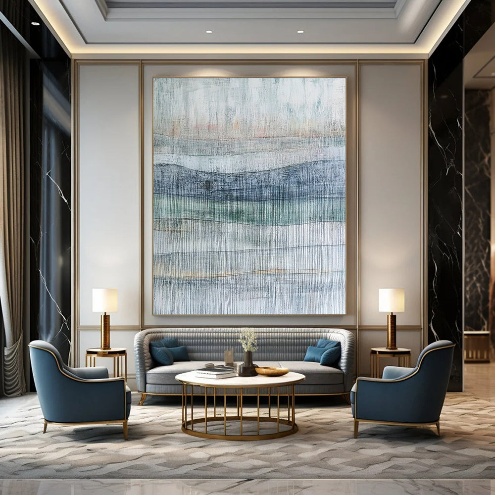 Layered Line Abstract Painting for Minimalist Office Waiting Areas GAB1171