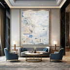 Light - Toned Abstract with Blue Marks Painting for Coastal - Inspired Bedrooms HENG144