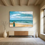 Beach Figure Abstract Painting with Calm, Coastal Serenity ABS520