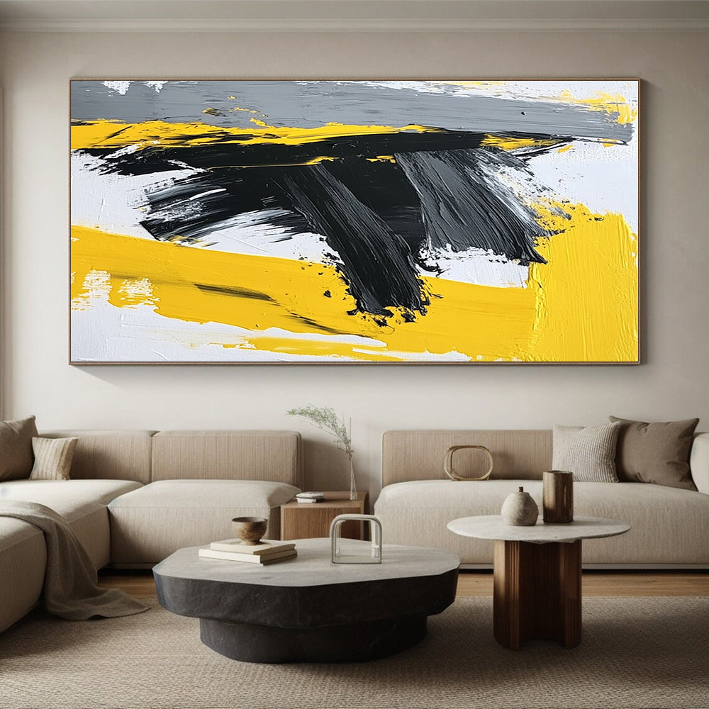 Yellow - Gray Abstract Bold Painting with Dynamic Energy WINK412