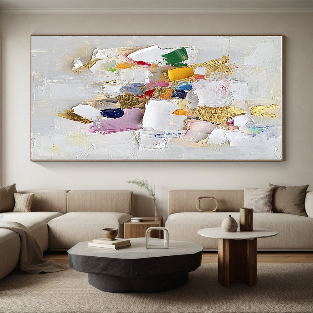Colorful Collage Gold Abstract Painting with Playful Luxury WINK482