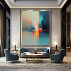 Colorful Cityscape Reflection Vibrant Urban Abstract Painting GAB0227