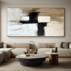 Beige Black White Abstract Painting with Timeless Simplicity WINK559