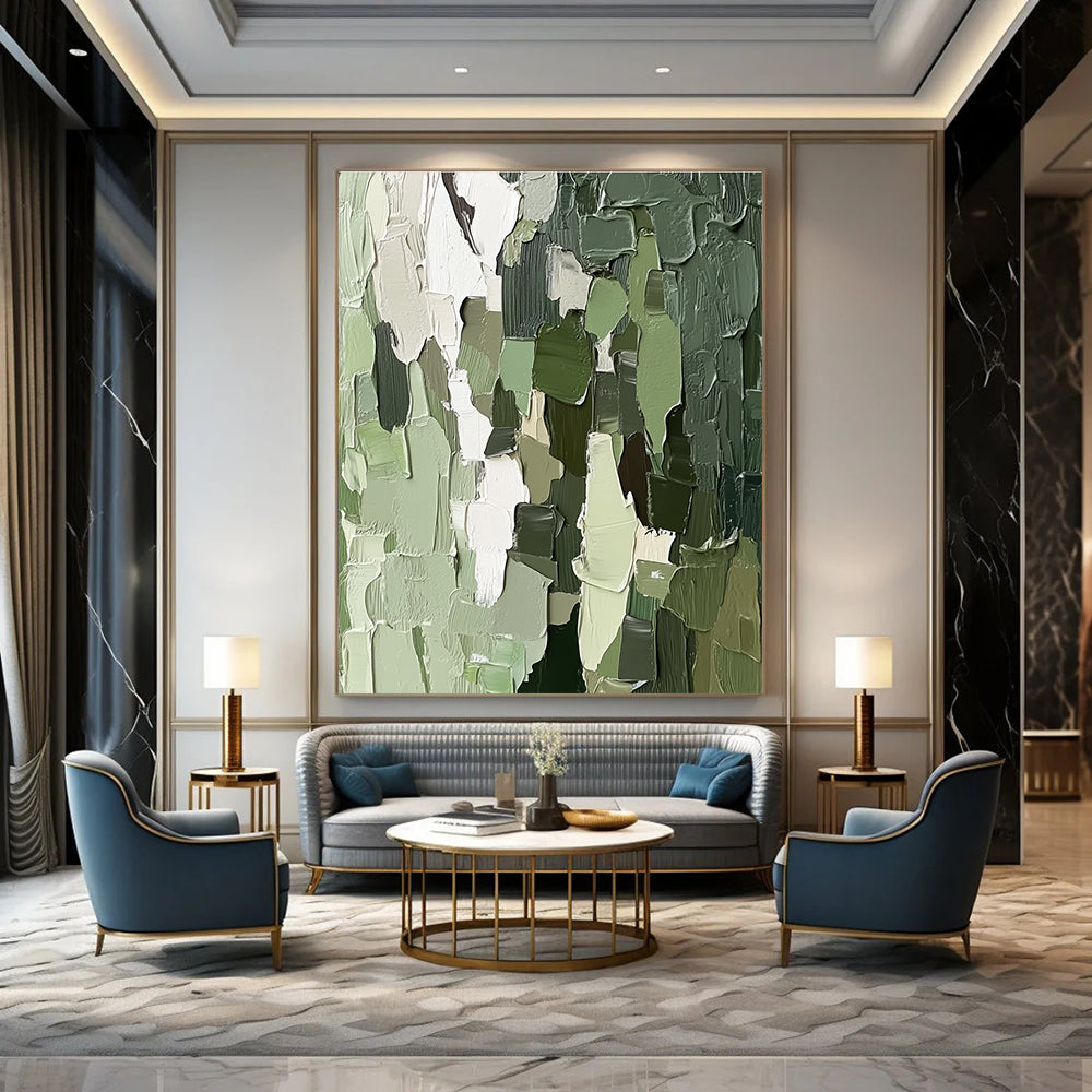 Green Textured Abstract Painting for Nature - Inspired Home Offices GAB1248
