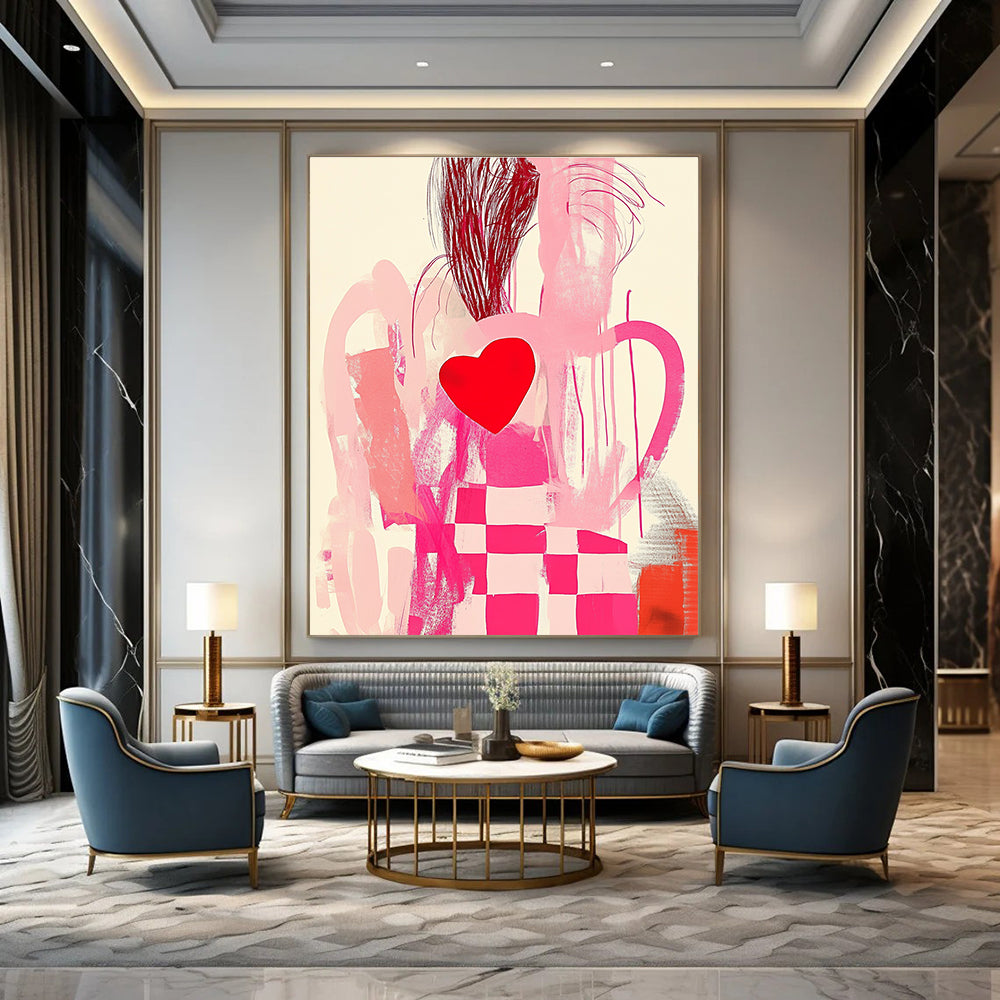 Pink and Red Abstract Painting for Modern Boutique Dressing Rooms GAB1274