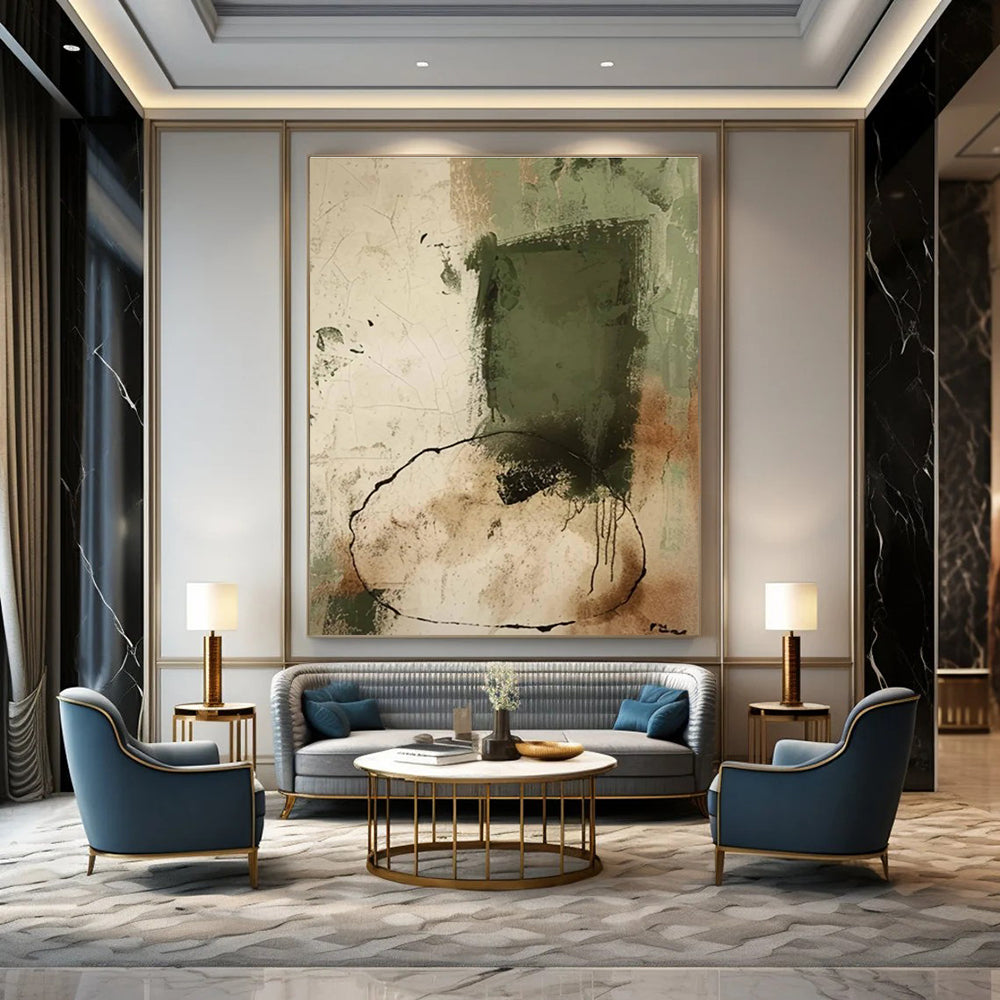 Earth - Toned Abstract Composition Painting for Rustic - Style Dining Rooms HENG499