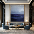 Solitary Figure in Blue Ethereal Landscape Abstract Painting GAB0222