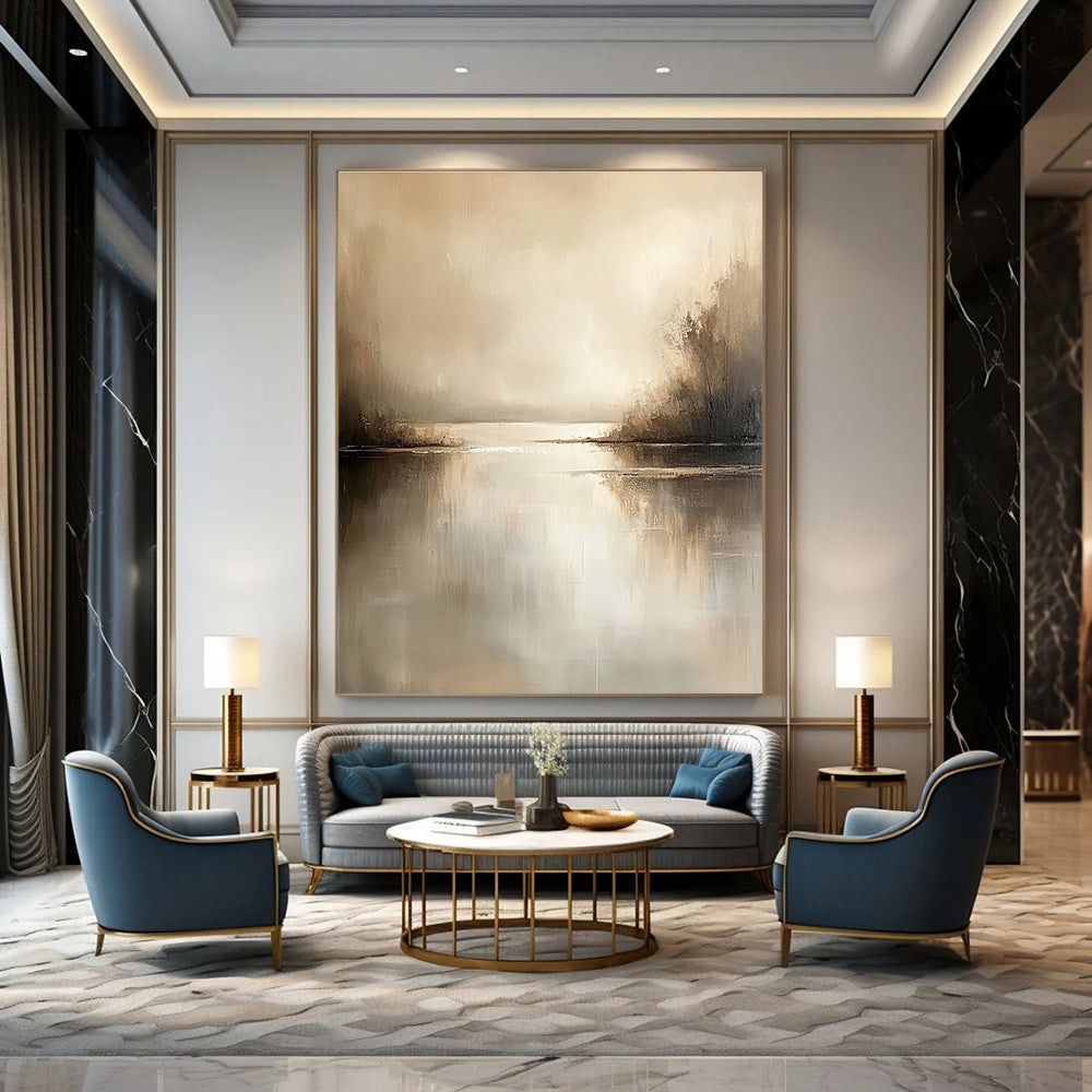 Beige Lake Abstract - Subtle Landscape Abstract Art GAB0527