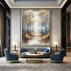 Golden Forest Path - Enchanted Landscape Abstract Painting GAB0500