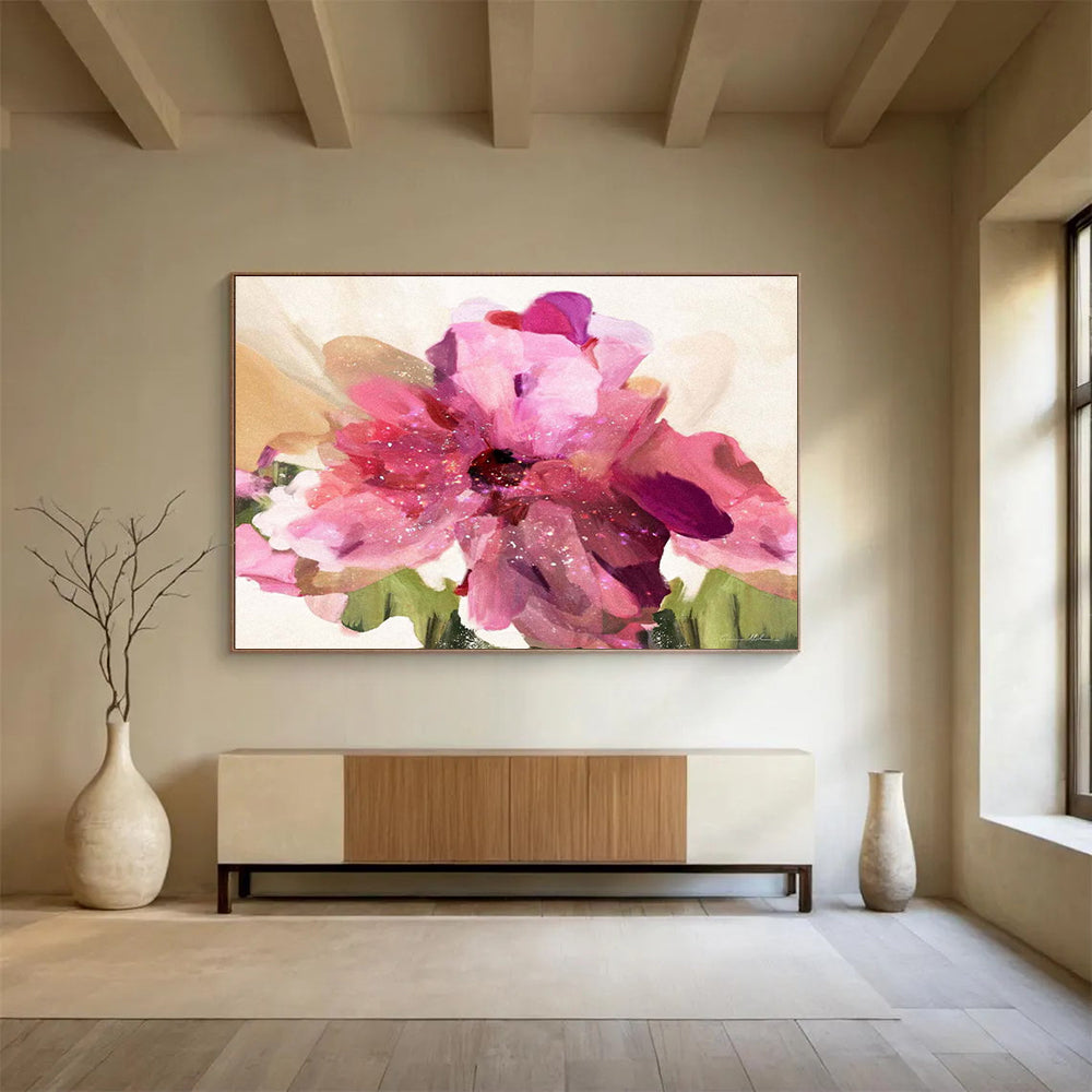 Pink Flower Abstract Painting for Feminine Boutique Dressing Rooms YHT405