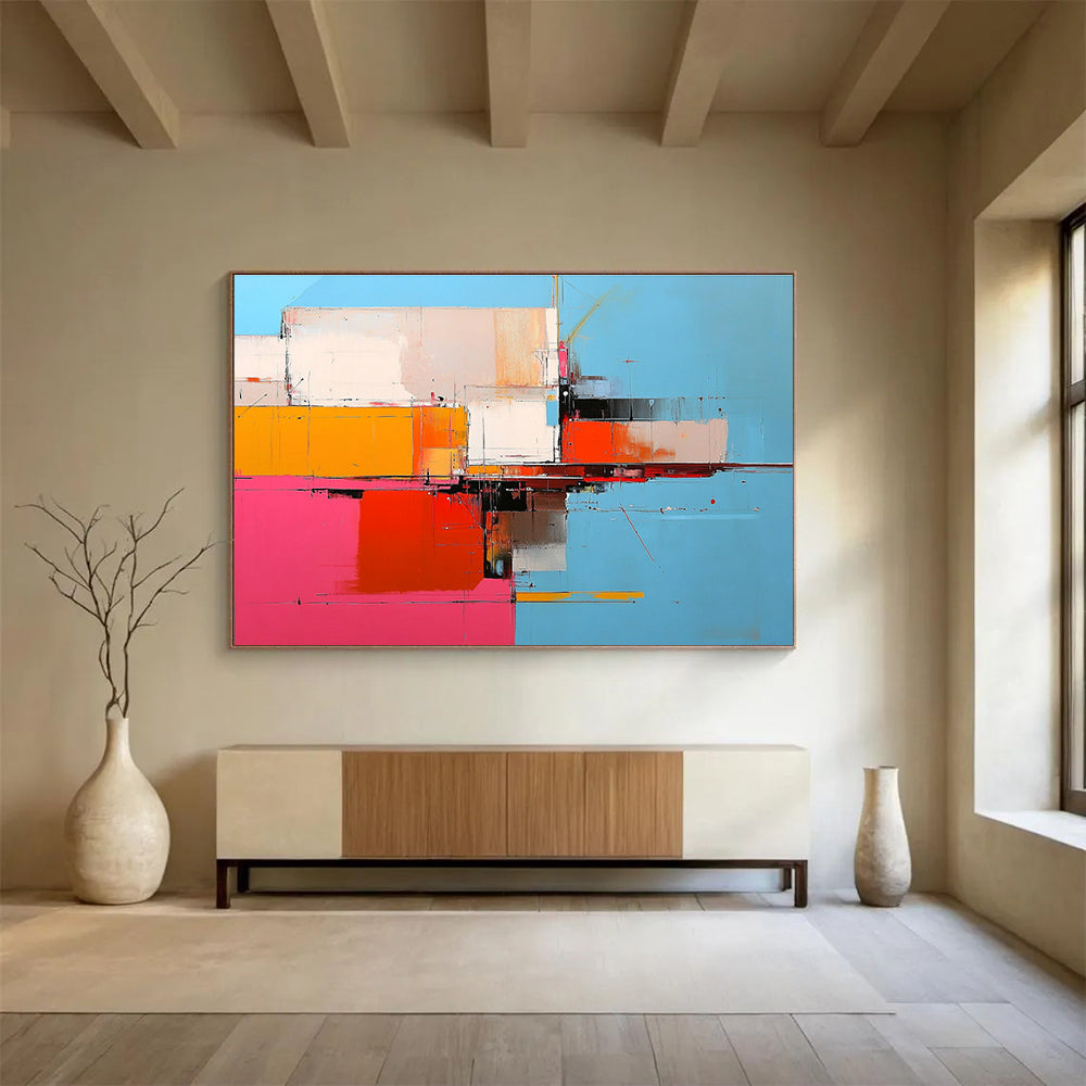 Geometric Color Block Abstract with Bold Contrasts Abstract Painting ABS335