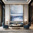 Gray and Blue Abstract Sea - Muted Coastal Abstract Art GAB0479