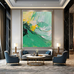 Green Yellow Wave Abstract Painting for Eco - Friendly Studios GAB0766